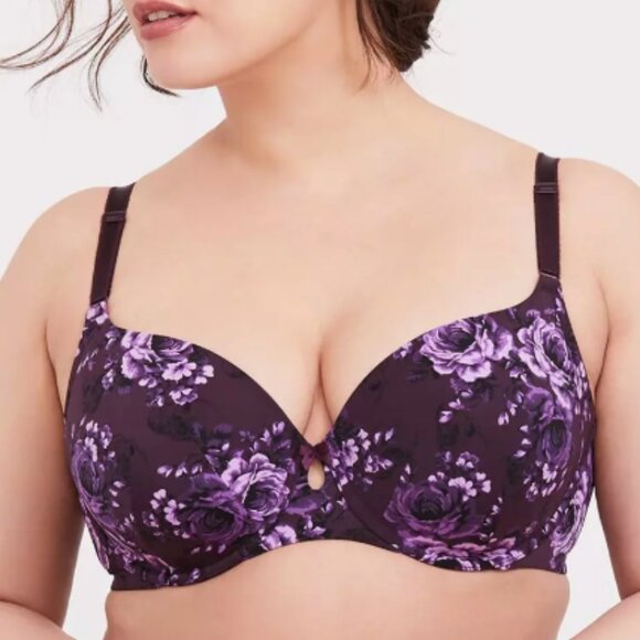 Torrid Curve Dark Floral 360 Back Smoothing Perfect T-Shirt Bra 42C - Picture 1 of 12